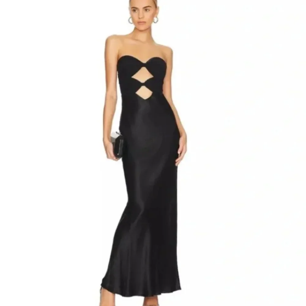 bec and bridge black satin dress Rent Bec & Bridge Cedar City Maxi Dress